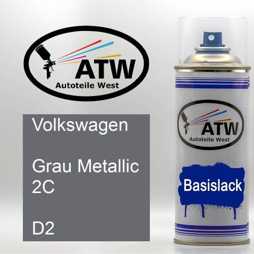 Volkswagen, Grau Metallic 2C, D2: 400ml Sprühdose, von ATW Autoteile West.